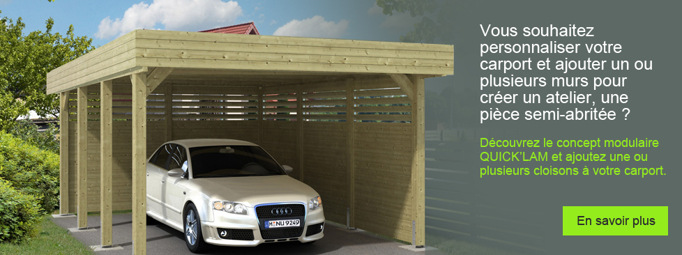 Carport JAARMA avec murs QuickLAM